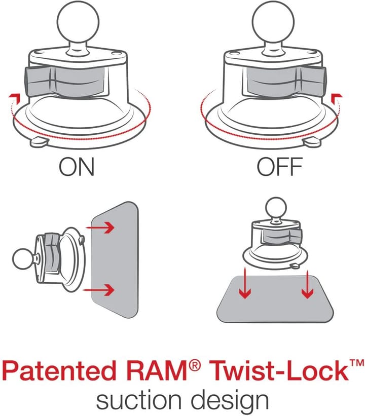 RAM Mounts Ram Twist-Lock Suction Cup Base W/Ball Sugekoppfeste Med B-Kule RAM Mounts RAM Mounts Ram Twist-Lock Suction Cup Base W/Ball Sugekoppfeste Med B-Kule RAM Mounts