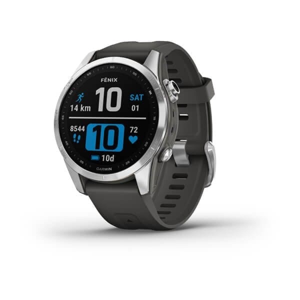 Garmin Fenix 7s Stainless Steel W/Graphite Band,Emea/Aus/Nz/Afr/Sam Silver/Graphite Garmin Garmin Fenix 7s Stainless Steel W/Graphite Band,Emea/Aus/Nz/Afr/Sam Silver/Graphite Garmin