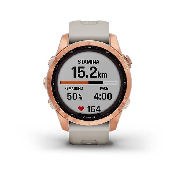 Garmin Fenix 7s Solar, Rose Gold W/Light Sand Band Garmin
