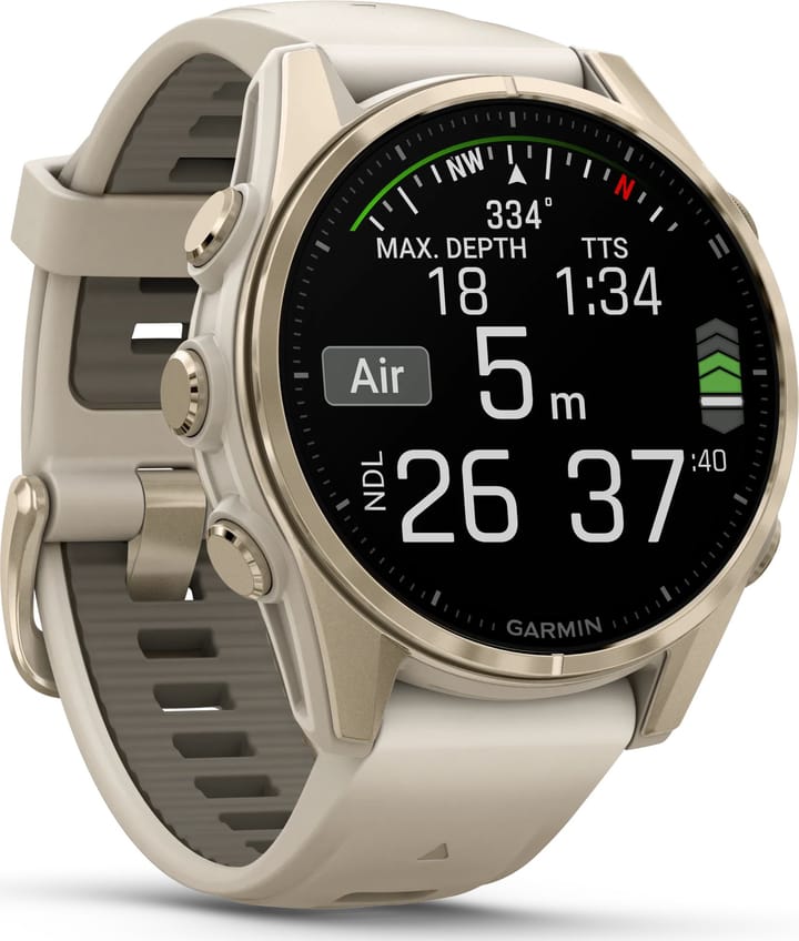 Garmin Fenix 8 Amoled 43mm, Sapphire Soft Gold - Fog Grey/Sandstone Silicone Strap Garmin