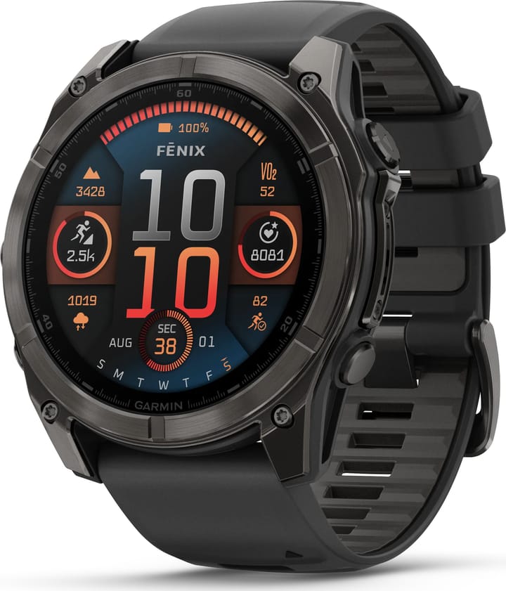 Garmin Fenix 8 Amoled 51mm, Sapphire Carbon Gray DLC Titanium - Black/Pebble Grey Silicone Strap Garmin