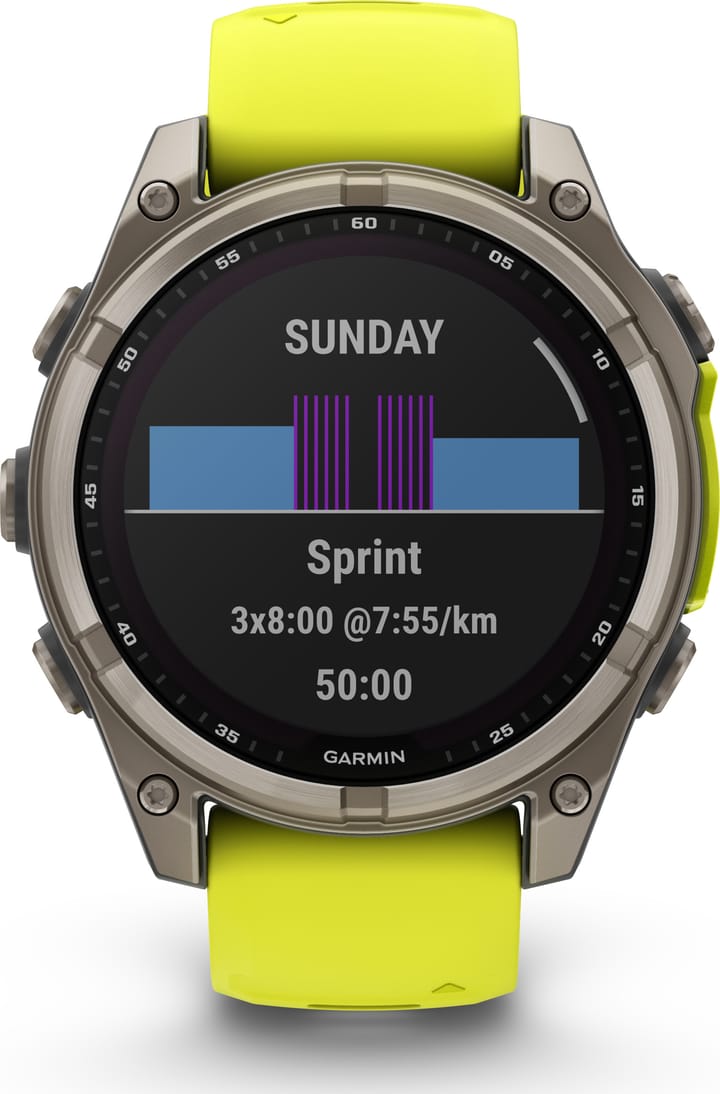 Garmin Fenix 8 Solar 47mm, Sapphire Solar Titanium - Amp Yellow/Graphite Silicone Strap Garmin