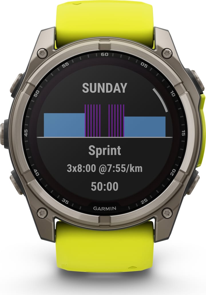 Garmin Fenix 8 Solar 51mm, Sapphire Solar Titanium - Amp Yellow/Graphite Silicone Strap Garmin