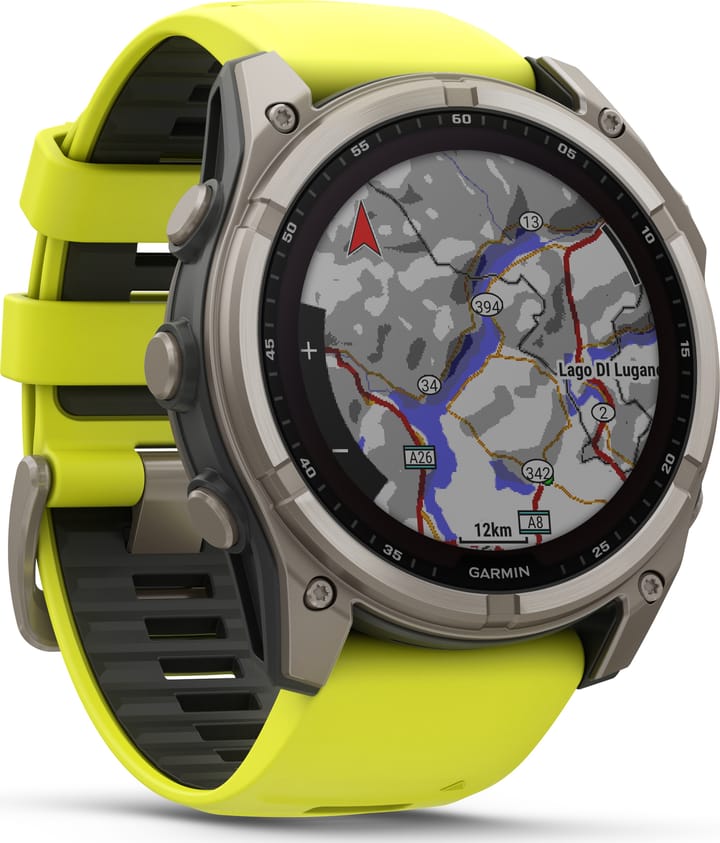 Garmin Fenix 8 Solar 51mm, Sapphire Solar Titanium - Amp Yellow/Graphite Silicone Strap Garmin