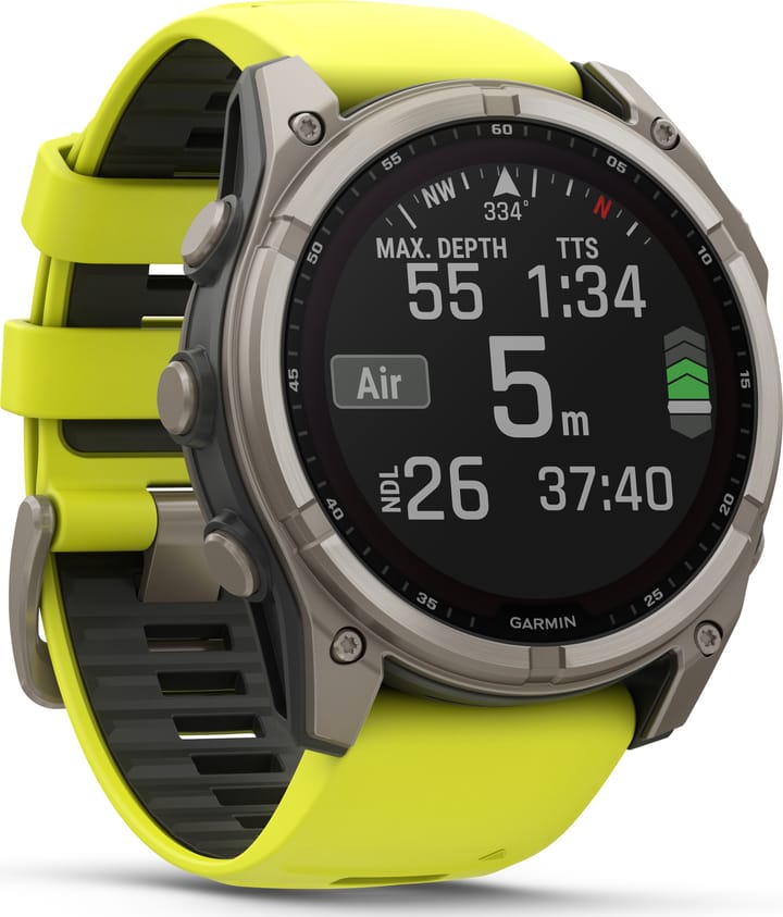 Garmin Fenix 8 Solar 51mm, Sapphire Solar Titanium - Amp Yellow/Graphite Silicone Strap Garmin