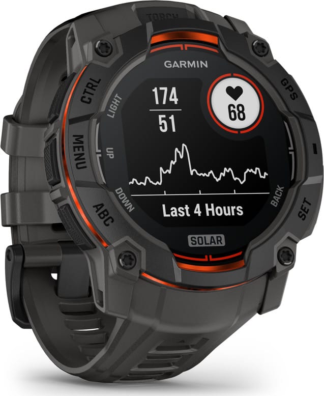 Instinct 3 Solar, 50 mm Black Bezel With Charcoal Band
