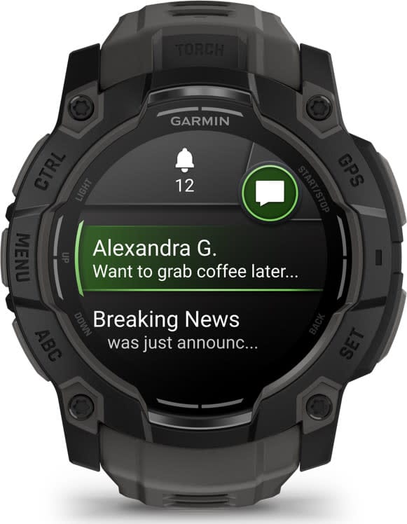 Instinct 3 AMOLED, 50mm Black Bezel With Charcoal Band