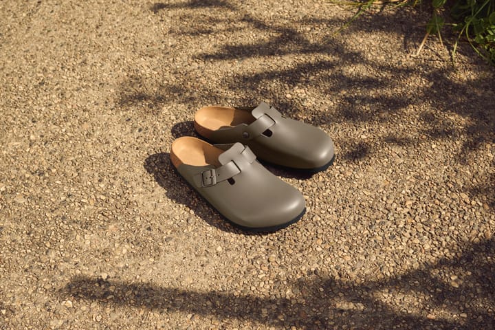 Birkenstock Boston Natural Leather Narrow Smooth Leather Concrete Gray Birkenstock