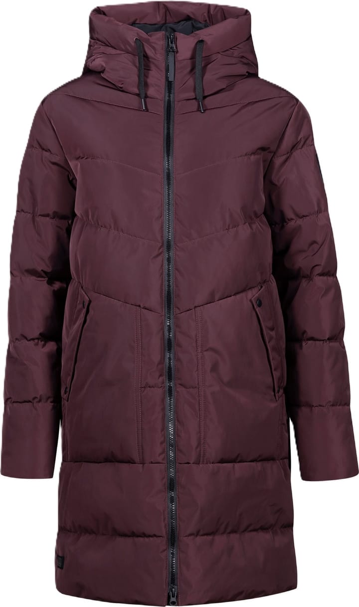 Halti Women's Linjat Puffer Parka Fudge Maroon Red Halti