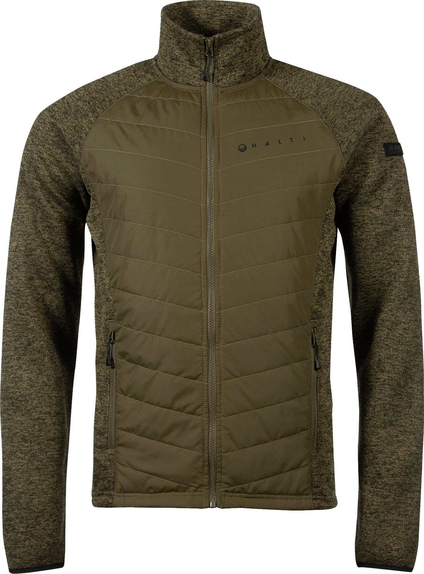 Halti Men's Streams Hybrid Knit Layer Jacket Dark Olive Green Melange