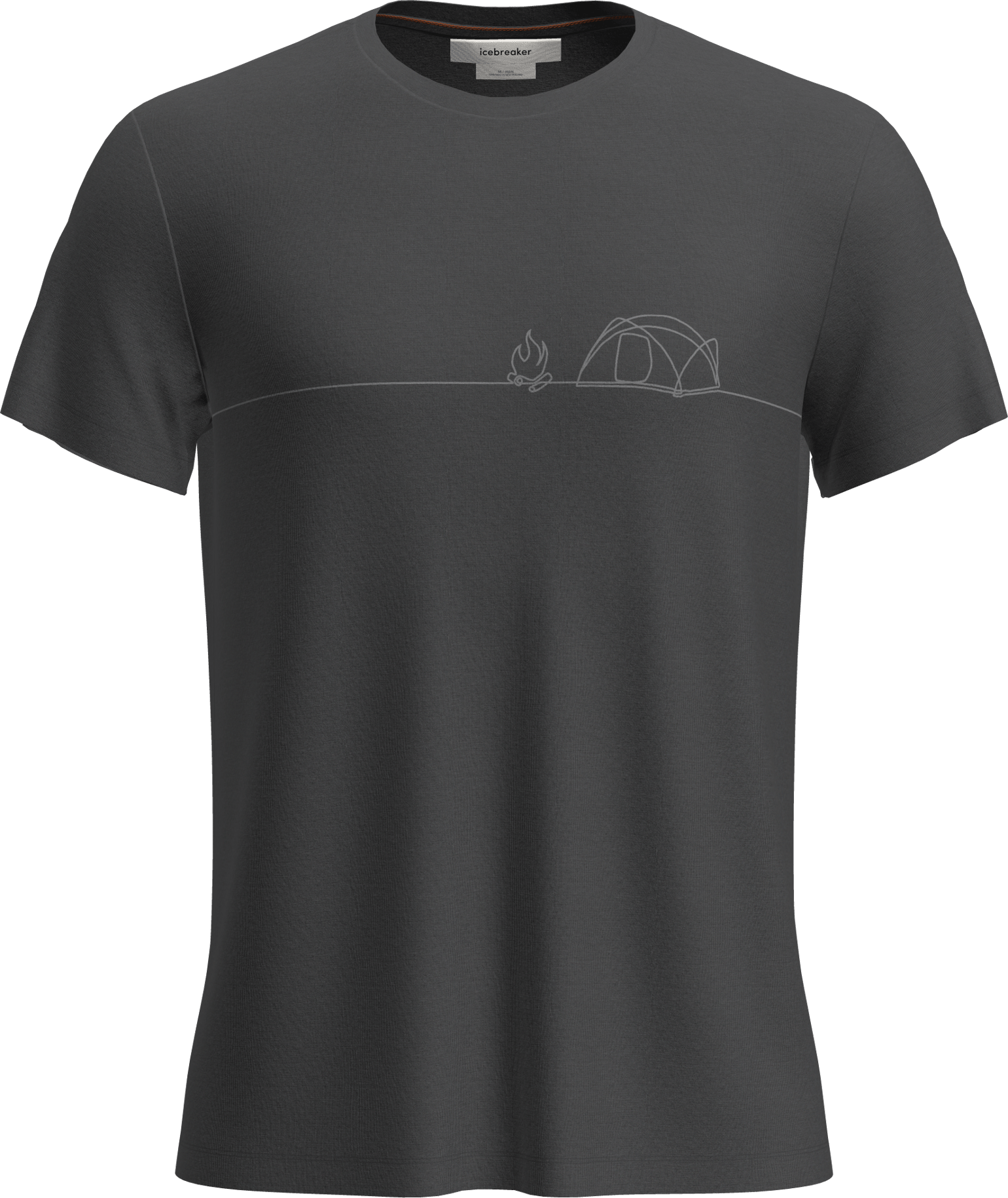 Icebreaker Men's Merino Blend Core Ss Tee Single Line Camp Obsidian