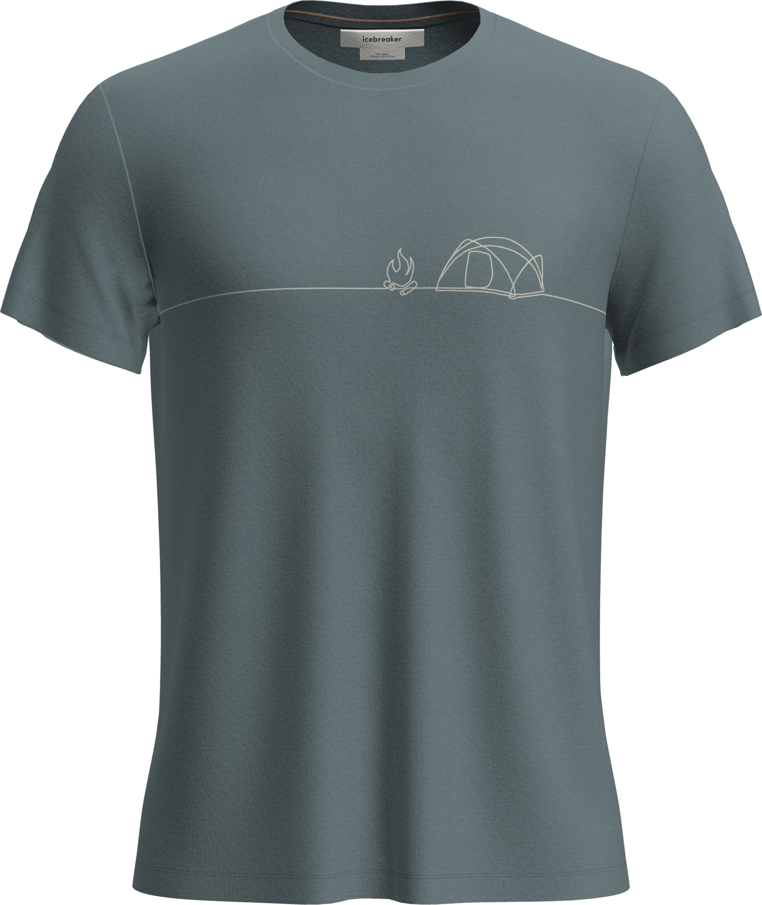 Icebreaker Men's Merino Blend Core Ss Tee Single Line Camp Blue Ash