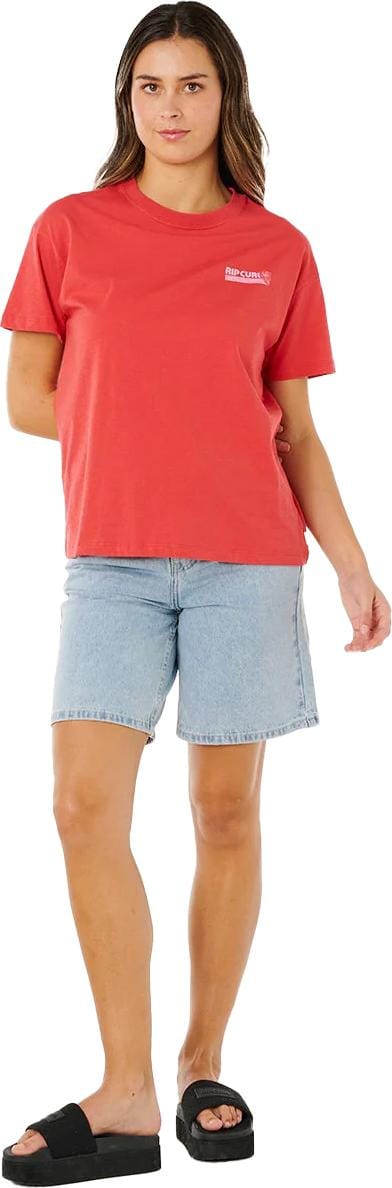 Rip Curl Women's Ocean Break Relaxed Tee Deep Red Rip Curl