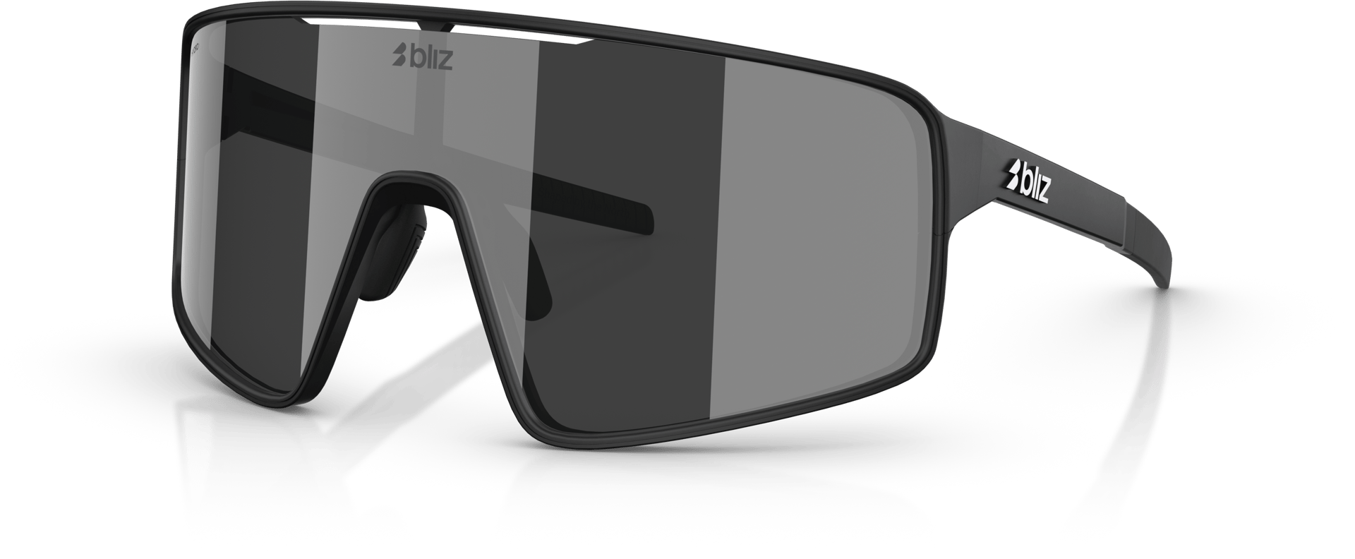 BLIZ P001s Matte Black / Smoke W Silver Mirror solglasögon herr