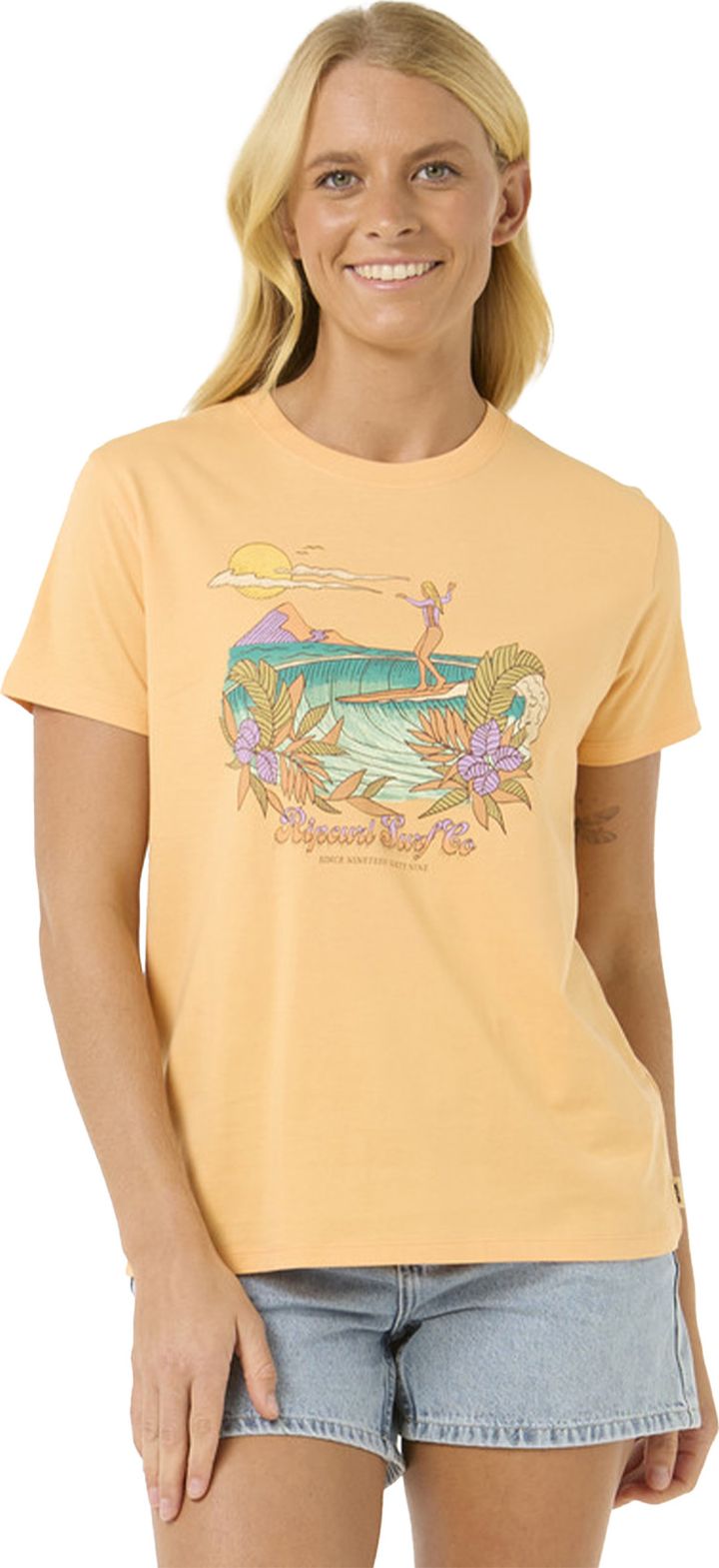 Rip Curl Women's Gliding Standard Tee Pastel Orange Rip Curl
