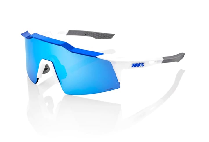100% Speedcraft SL Matte White/Metallic Blue - HiPER Blue Multilayer Mirror Lens 100.00%