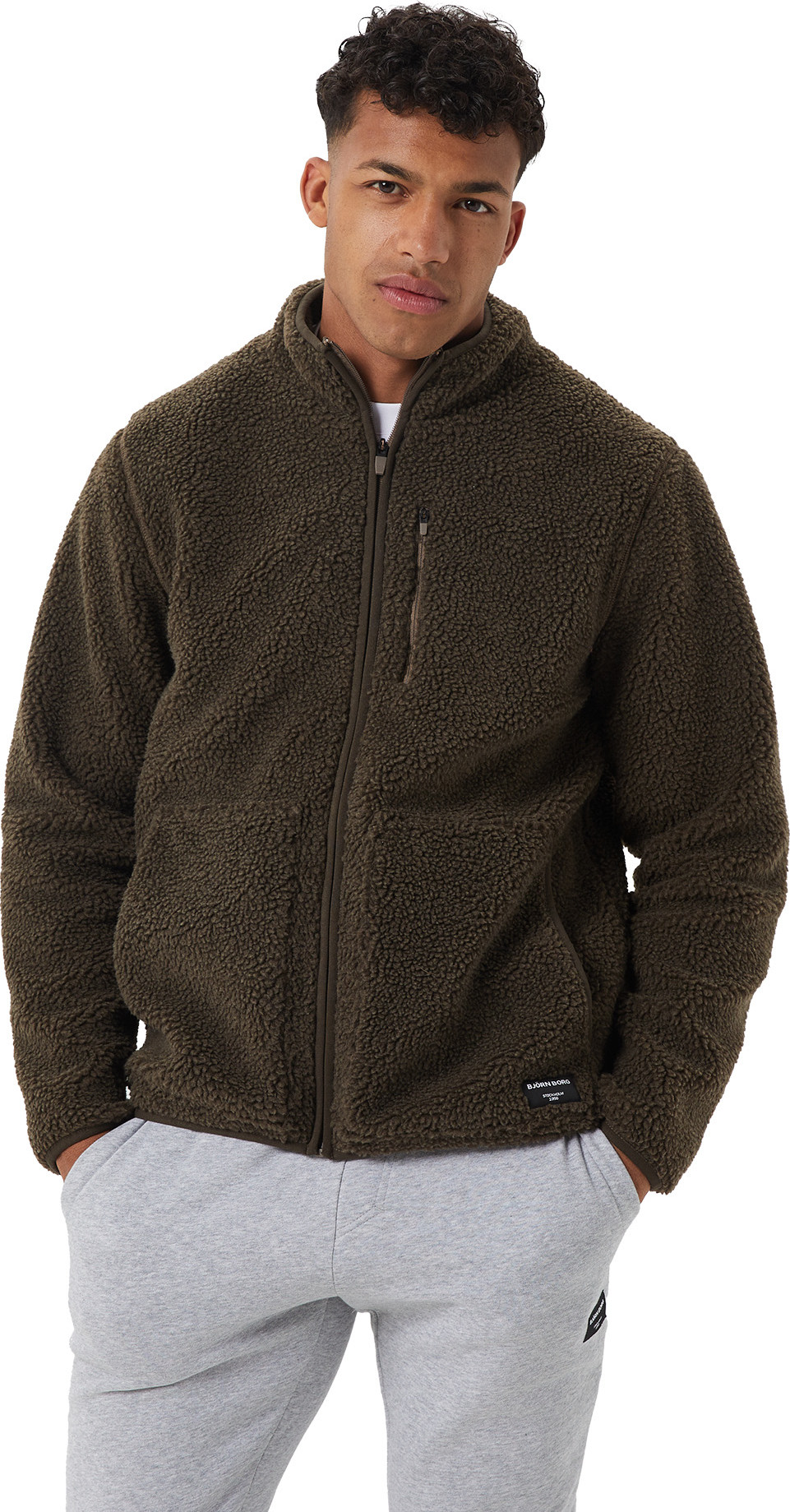 Björn Borg Men's Centre Pile Fleece Jacket Morel Långärmade vardagströjor XL
