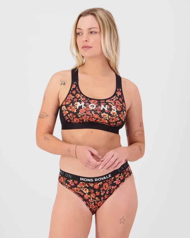 Mons Royale Women´s Stella Merino X-Back Bra Ditzy Camo/black Mons Royale