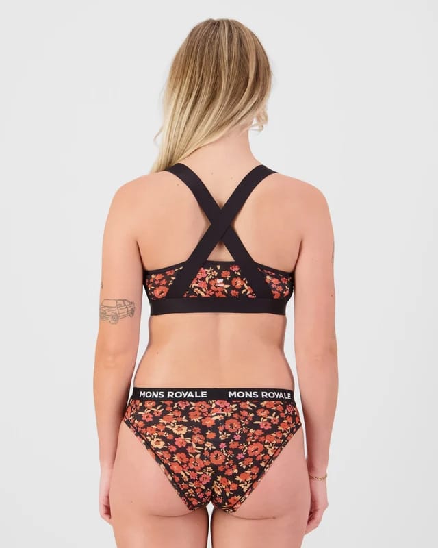 Mons Royale Women´s Stella Merino X-Back Bra Ditzy Camo/black Mons Royale