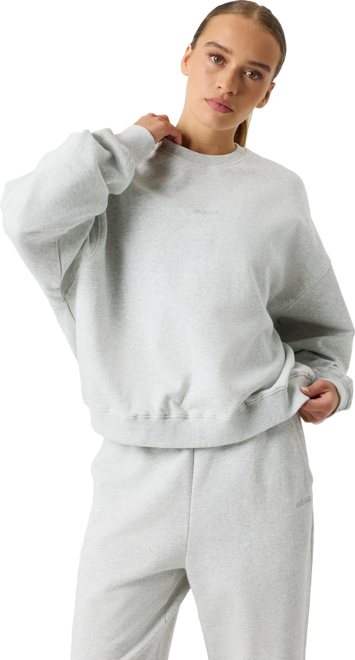 Björn Borg Women's Studio Oversized Sweatshirt Ultra Light Grey Melange