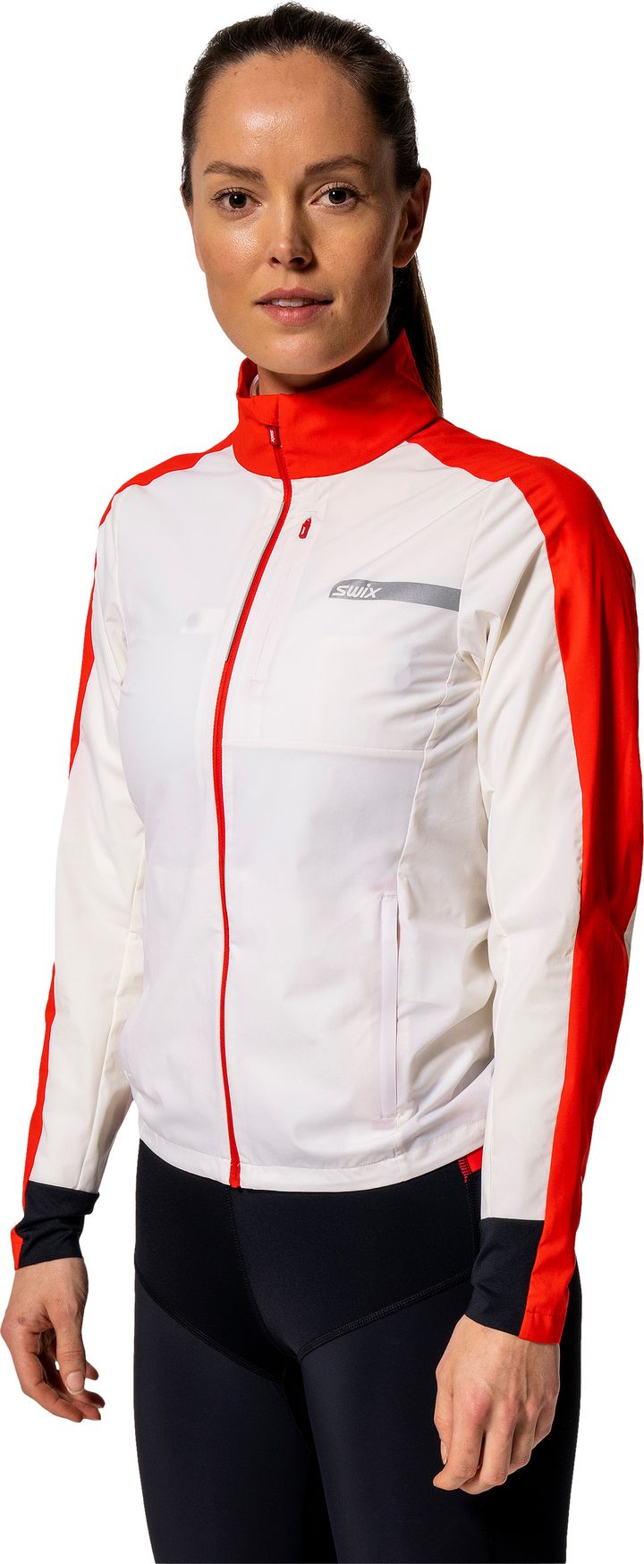 Swix Women's Roadline Wind Jacket Bright White/Fiery Red Swix