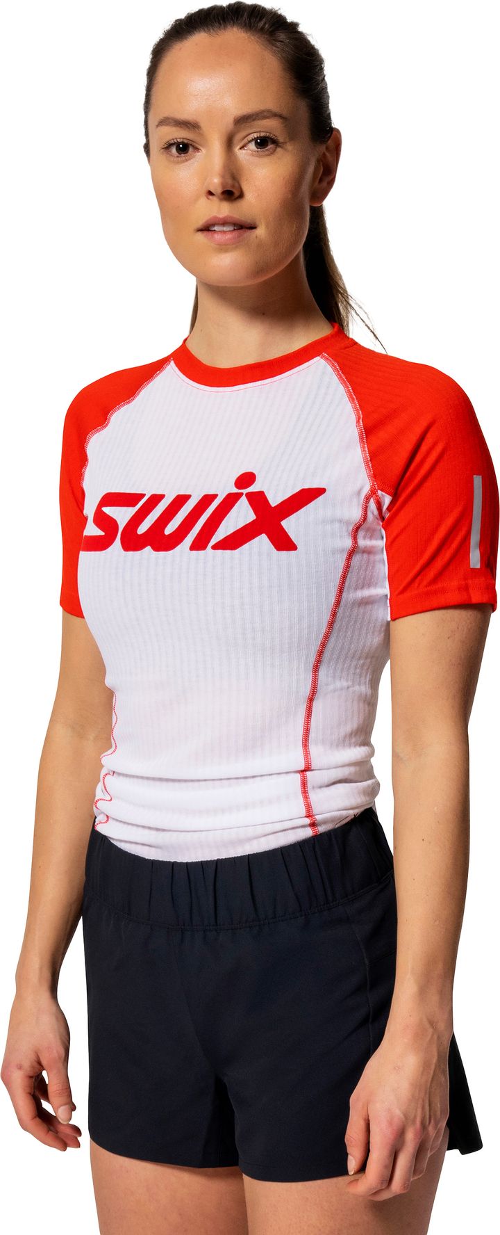Swix Women's Roadline RaceX Short Sleeve Bright White/Fiery Red Swix