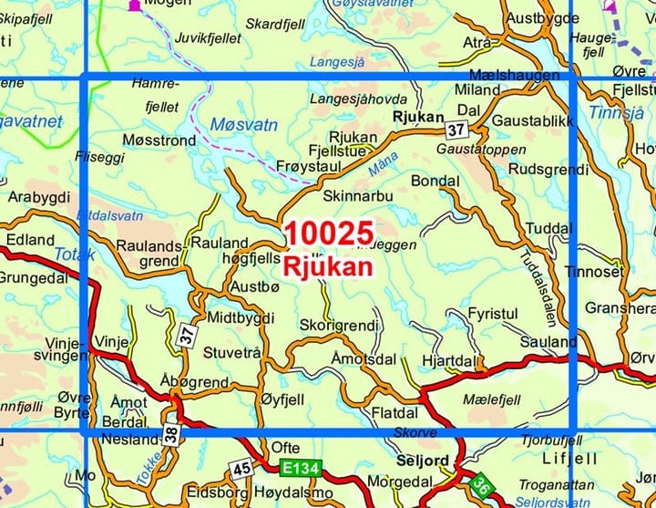 Nordeca Rjukan Norge-Serien 1:50 000 Turkart Ugland IT