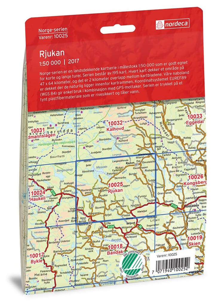 Nordeca Rjukan Norge-Serien 1:50 000 Turkart Ugland IT