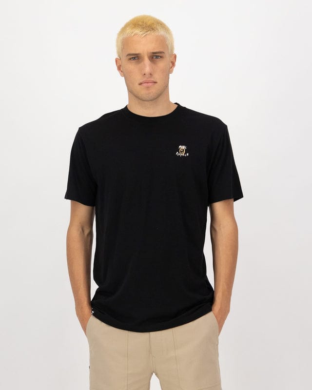 Mons Royale Men's Icon Merino Air-Con T-Shirt Black With Small MR Logo Chest Mons Royale