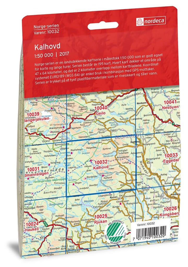Nordeca Kalhovd Norge-Serien 1:50 000 Turkart Ugland IT