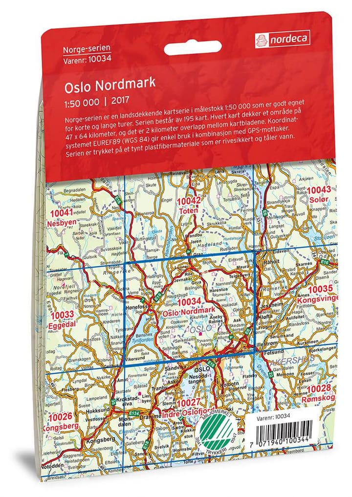 Nordeca Oslo Nordmark Norge-Serien 1:50 000 Turkart Ugland IT