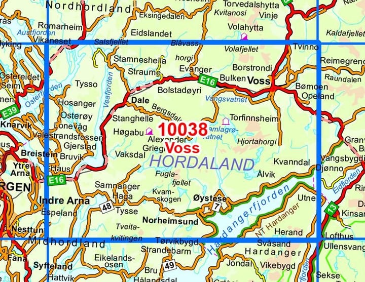 Nordeca Voss Norge-Serien 1:50 000 Turkart Ugland IT