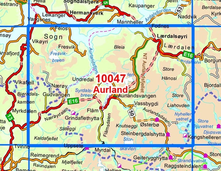 Nordeca Aurland Norge-Serien 1:50 000 Turkart Ugland IT