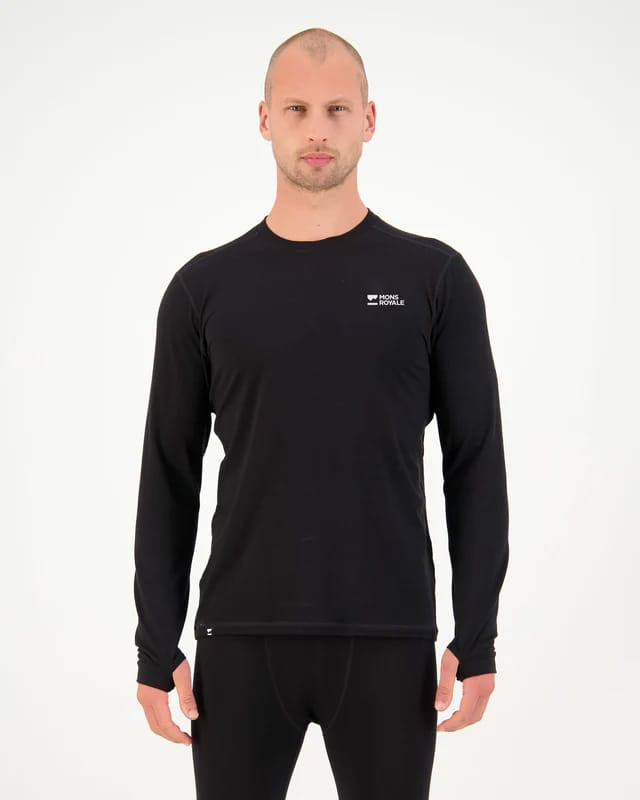 Mons Royale Men's Cascade Merino Base Layer Long Sleeve Black Mons Royale