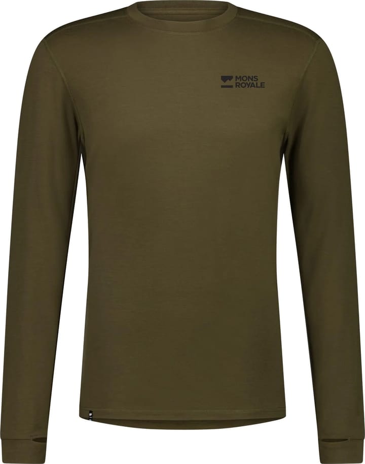 Mons Royale Men's Cascade Merino Base Layer Long Sleeve Dark Olive Mons Royale