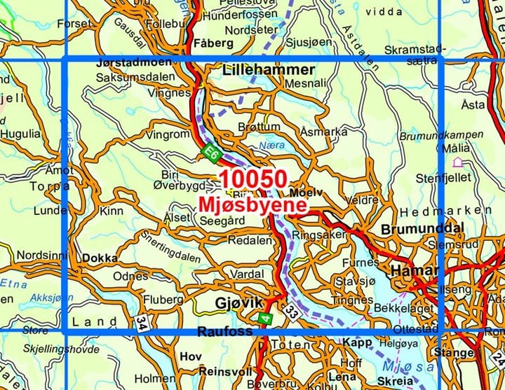 Nordeca Mjøsbyene Norge-Serien 1:50 000 Turkart Ugland IT