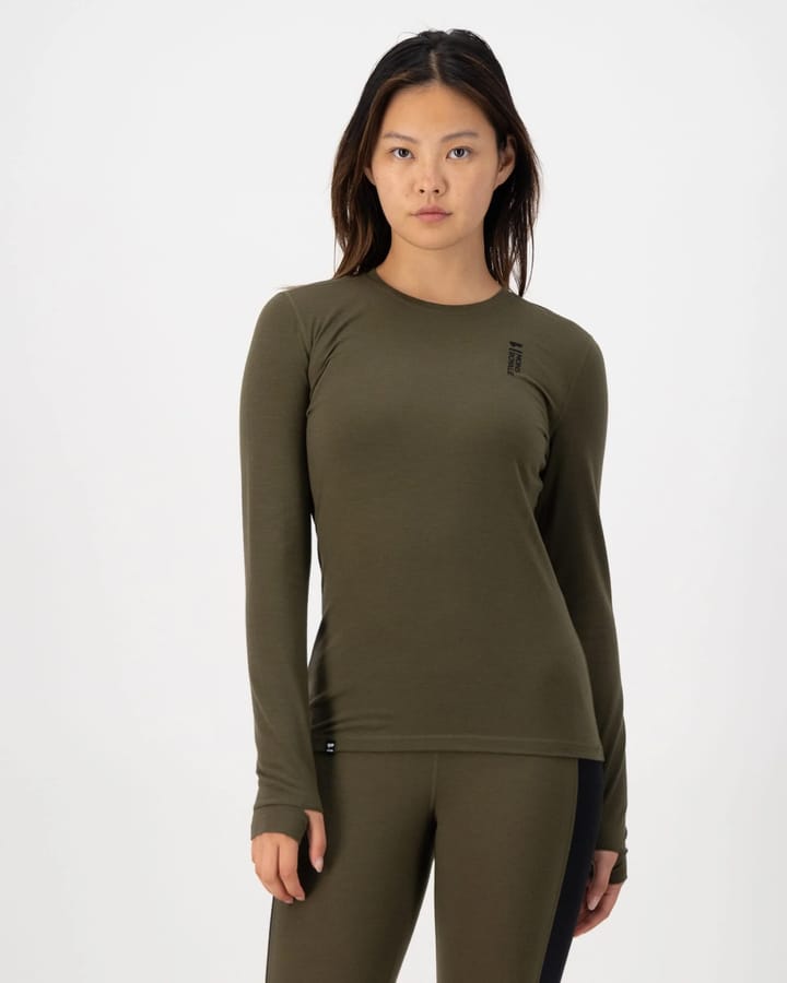 Mons Royale Women's Cascade Merino Base Layer Long Sleeve Dark Olive Mons Royale