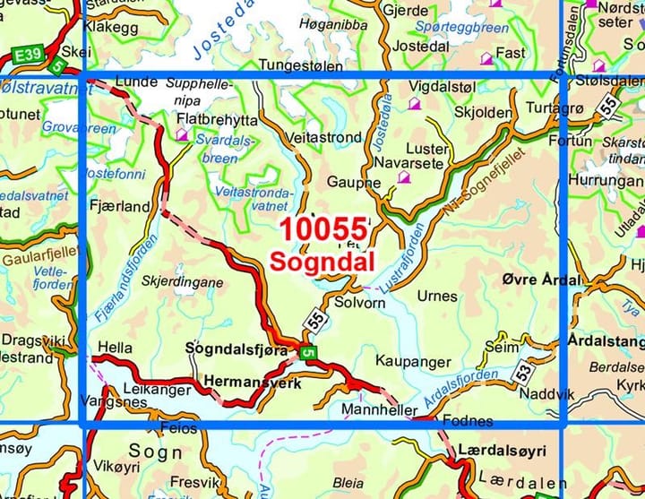 Nordeca Sogndal Norge-Serien 1:50 000 Turkart Ugland IT