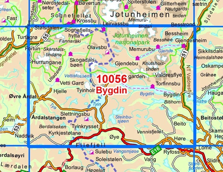 Nordeca Besseggen Norge-Serien 1:50 000 Turkart Ugland IT