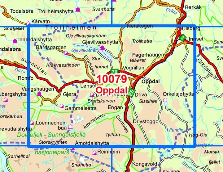 Nordeca Oppdal Norge-Serien 1:50 000 Turkart Ugland IT