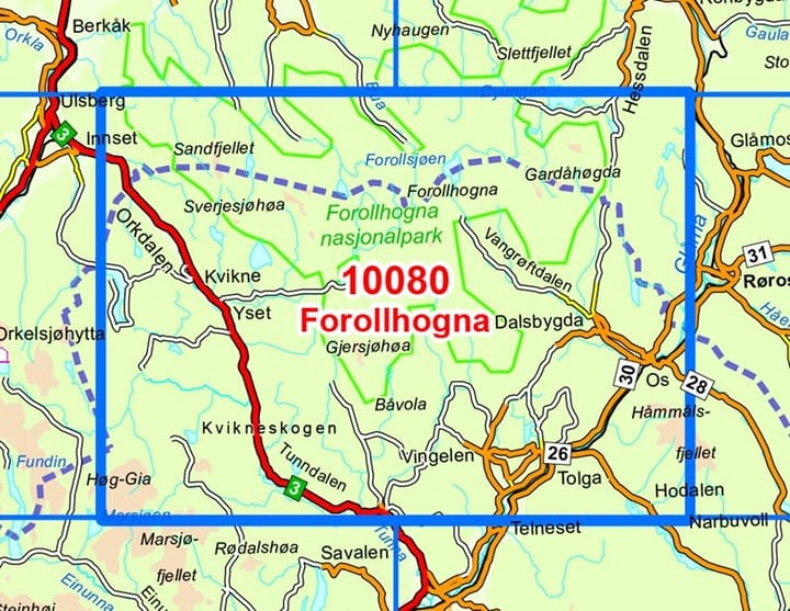 Nordeca Forollhogna Norge-Serien 1:50 000 Turkart Ugland IT