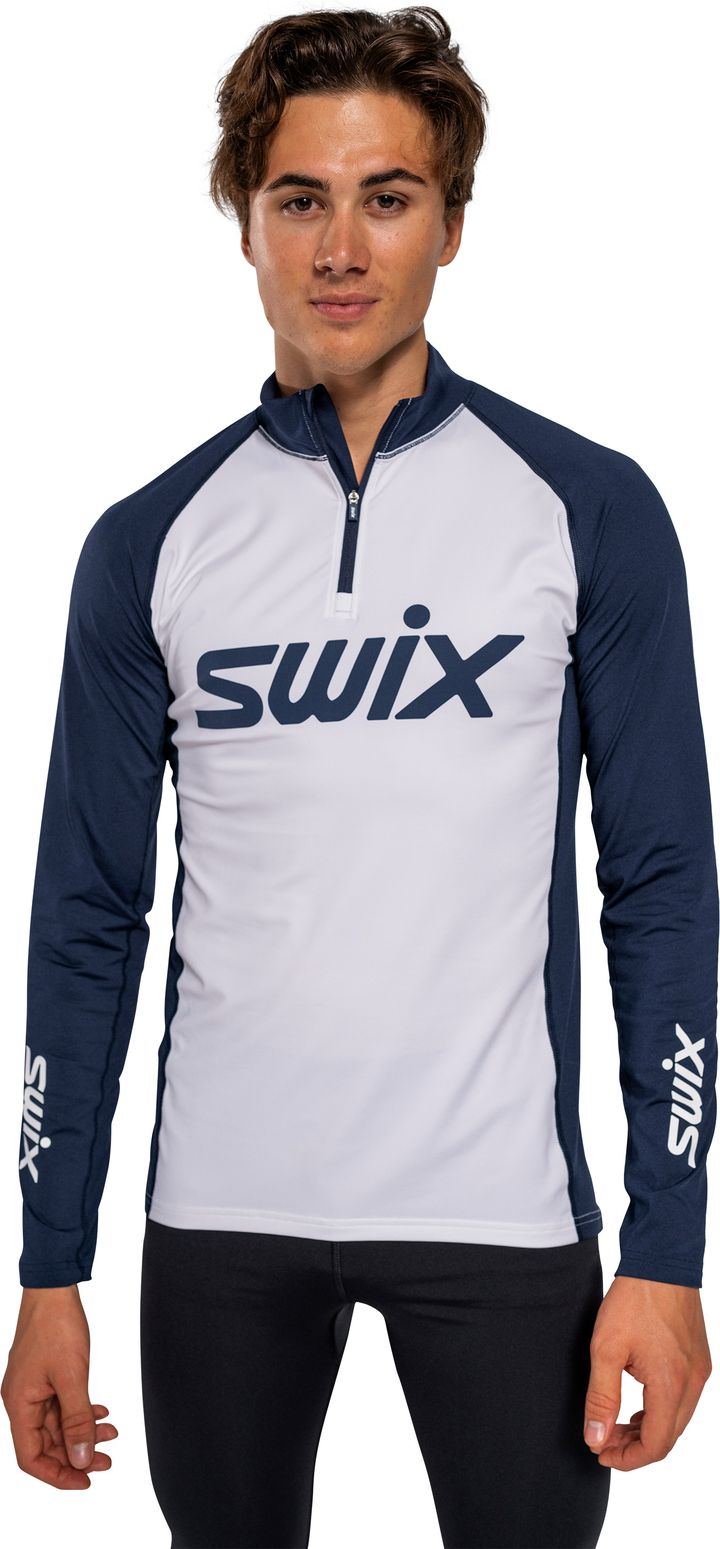 Swix Men��’s RaceX Dry Half Zip Bright White/ Dark Navy Swix