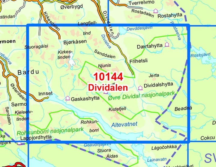 Nordeca Dividalen Norge-Serien 1:50 000 Turkart Ugland IT