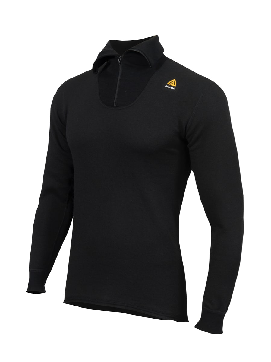 Aclima Men's HotWool Polo with Zip Jet Black