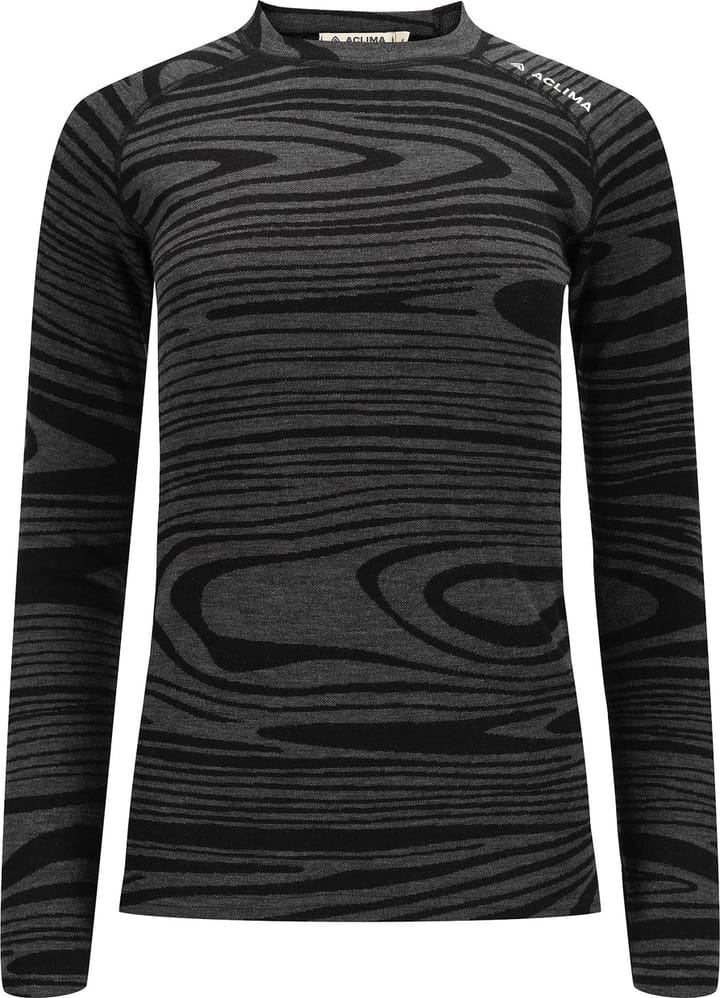 Aclima Women's WarmWool Crewneck Black Motion Aclima