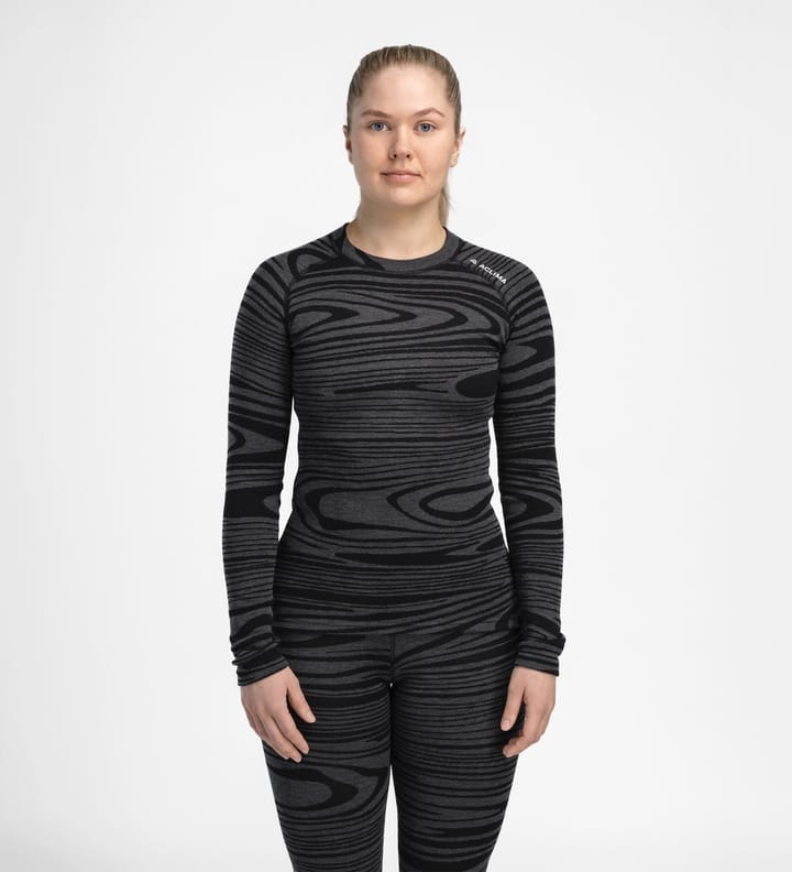 Aclima Women's WarmWool Crewneck Black Motion Aclima Aclima Women's WarmWool Crewneck Black Motion Aclima