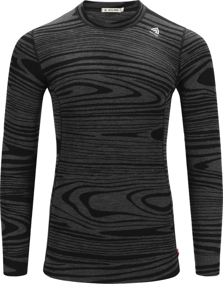 Aclima Men's WarmWool Crew Neck Black Motion Aclima