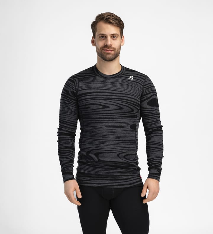 Aclima Men's WarmWool Crew Neck Black Motion Aclima