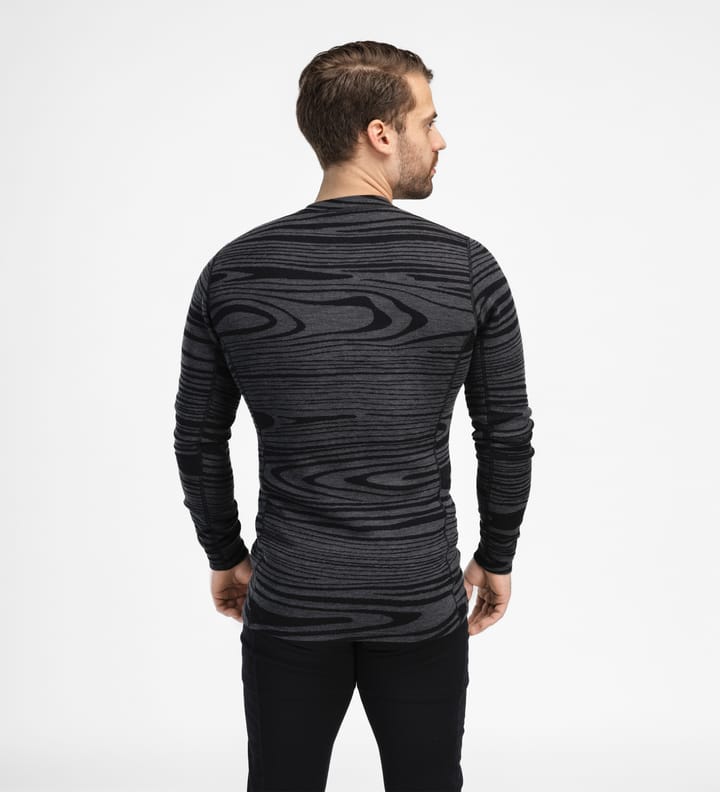 Aclima Men's WarmWool Crew Neck Black Motion Aclima