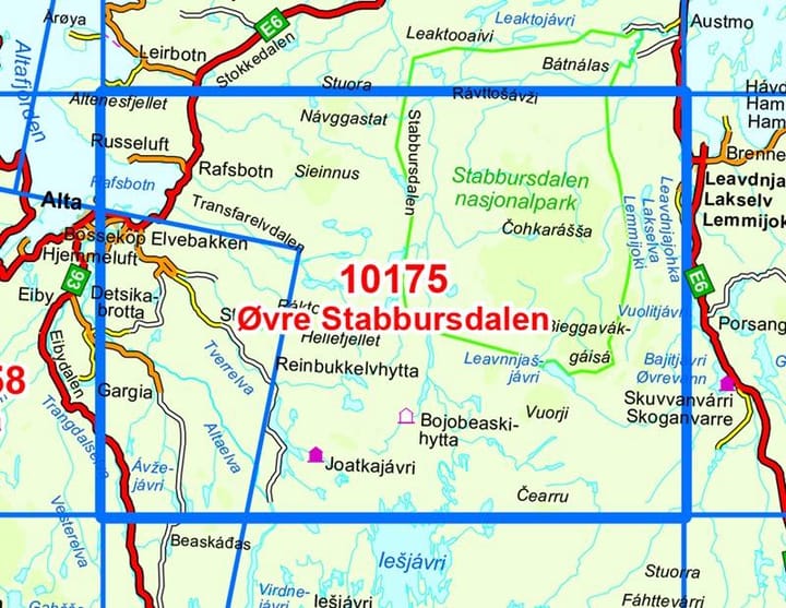 Nordeca Øvre Stabbursdalen Norge-Serien 1:50 000 Turkart Ugland IT